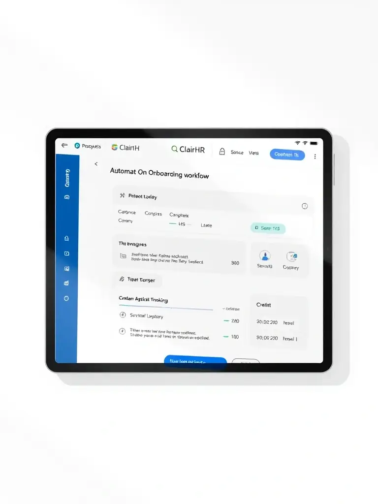 A clean, modern interface showing ClairHR's automated onboarding workflow, highlighting drag-and-drop functionality and progress tracking.