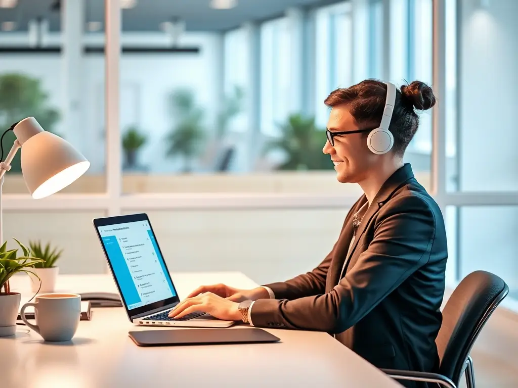 An employee is shown using the ClairHR chatbot on their laptop to quickly find answers to HR-related questions, highlighting the platform's instant support capabilities.